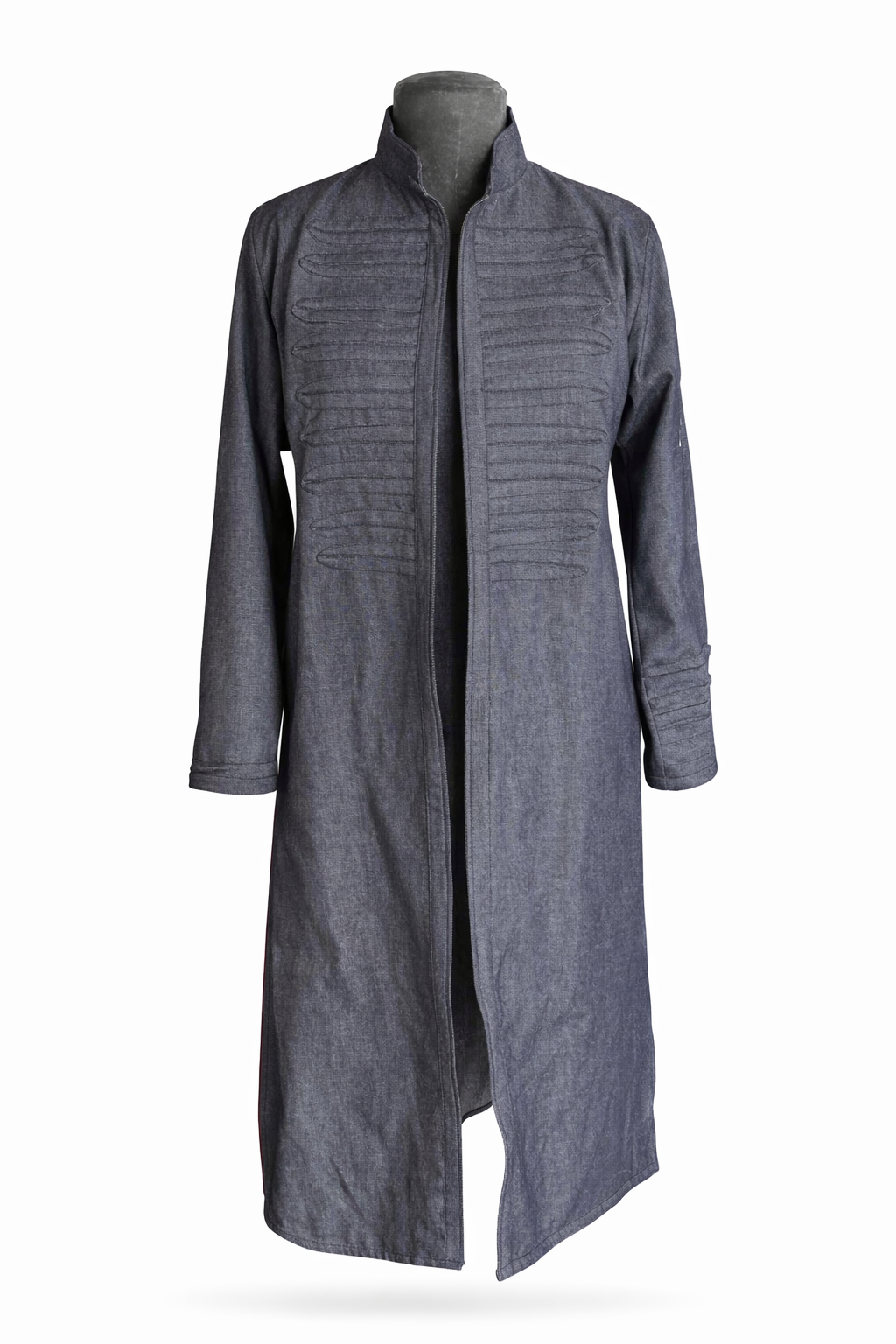 ABRIGO DENIM LARGO ALFORZAS