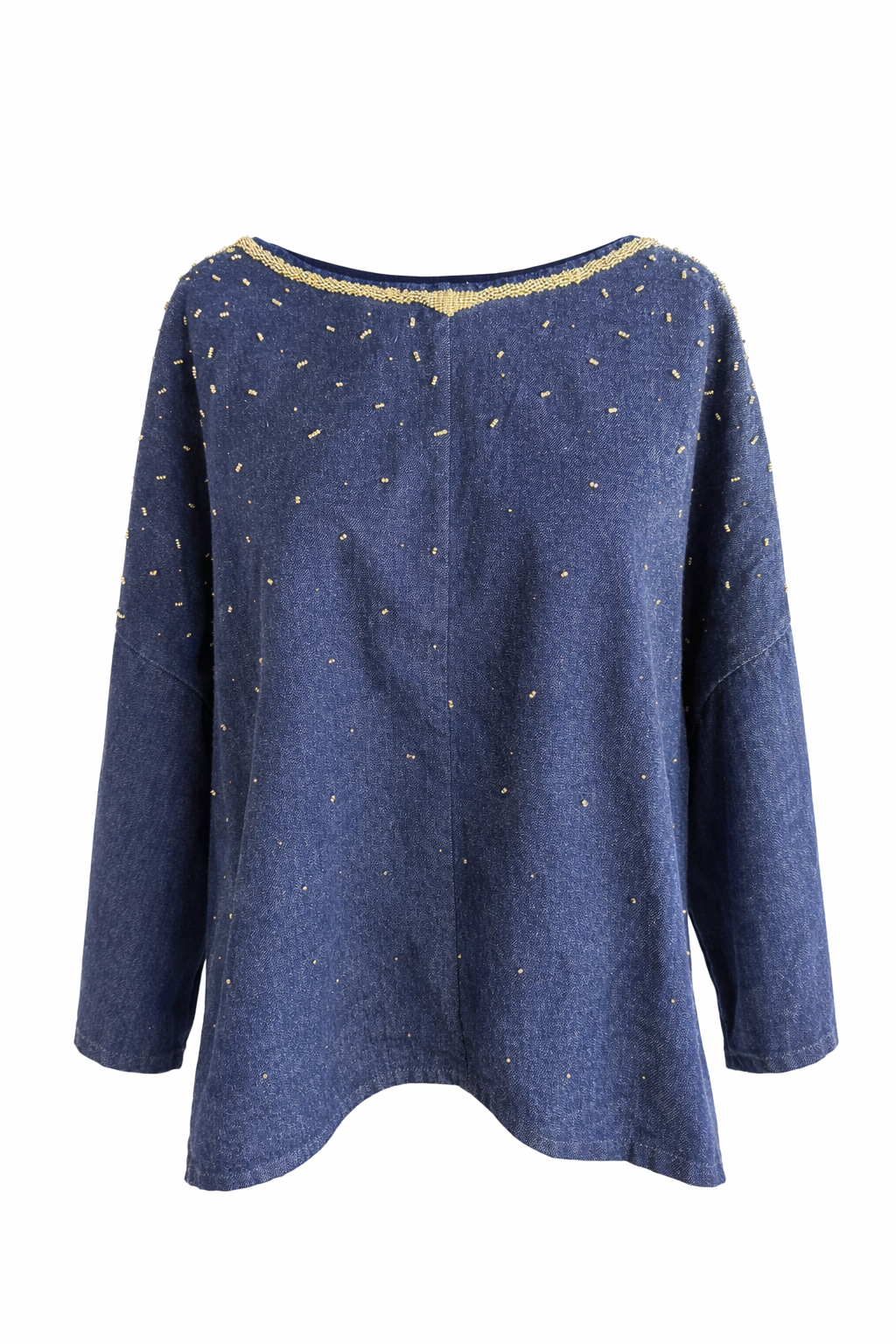 CAMISA OVERSIZE DENIM Y BEATS DORADOS