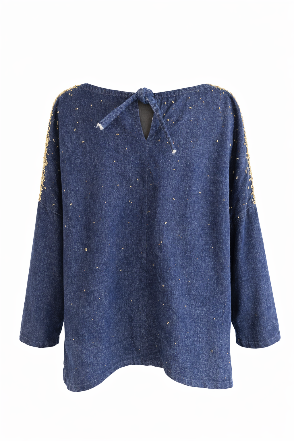 CAMISA OVERSIZE DENIM Y BEATS DORADOS