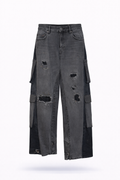 PANTALÓN DENIM  ANCHO NEGRO